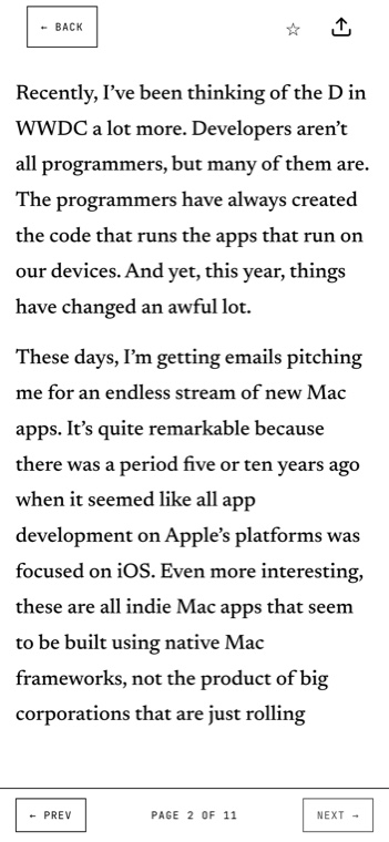 The same article in PageFeed's high-contrast e-ink mode: pure black text on pure white